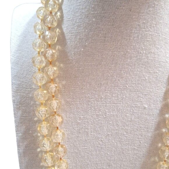 Vintage Unsigned Double Strand Acrylic Faceted Beaded Necklace 22"  Box Clasp - Picture 3 of 6
